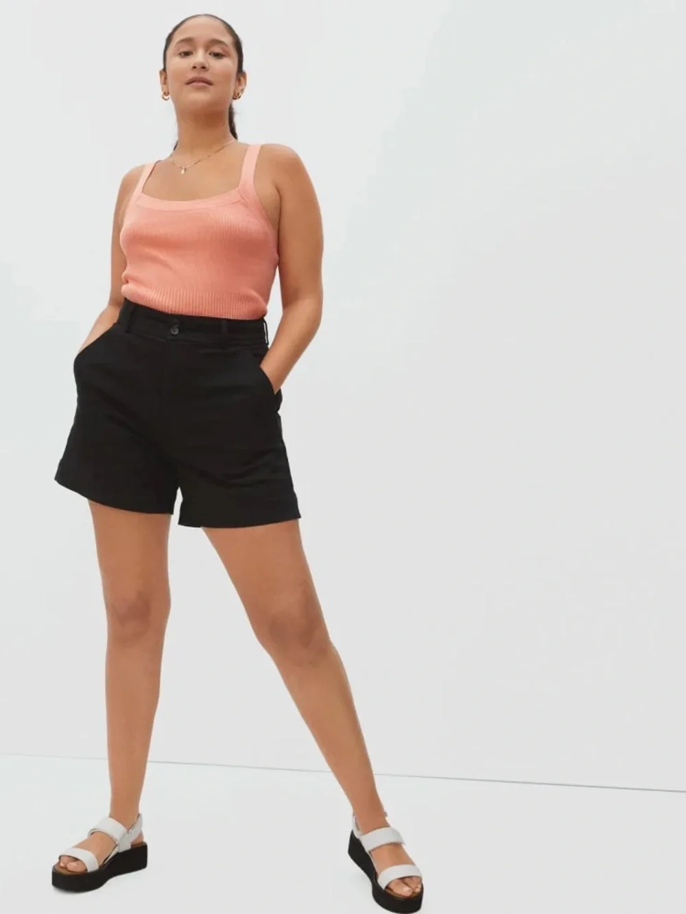 Everlane The Way High Twill Shorts in Black Size: 10